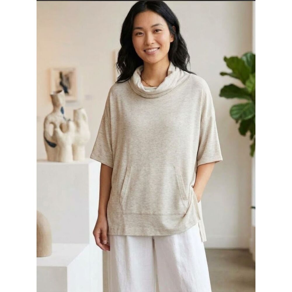 Lou & Grey Short Sleeve Cowl Neck Sweatshirt Women's Size Medium